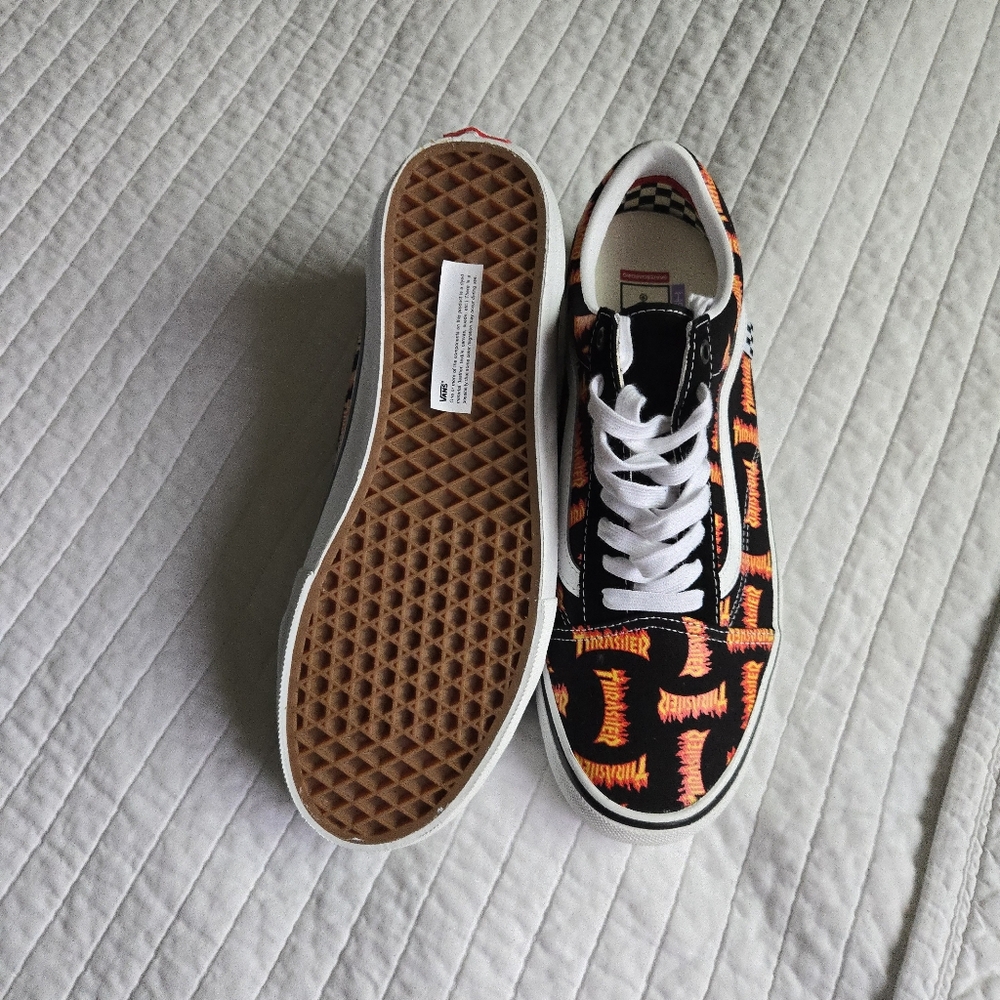 Vans Skate Old Skool Men Size 12 Thrasher Black Yellow Logo 012026 - Picture 4 of 9